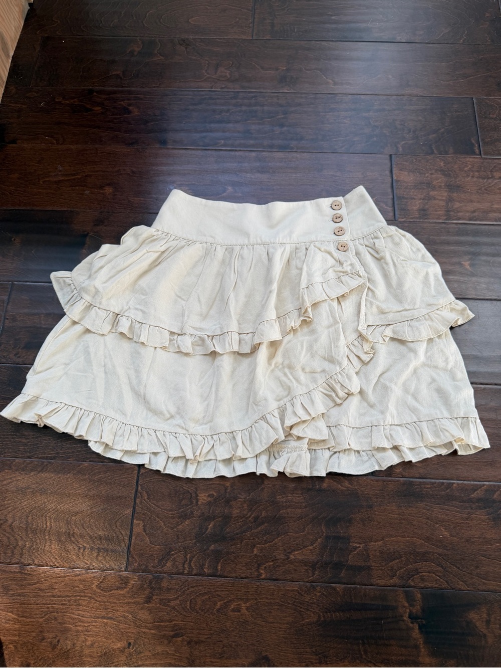 Forever 21 Cream Ruffle Tiered Skater Skirt